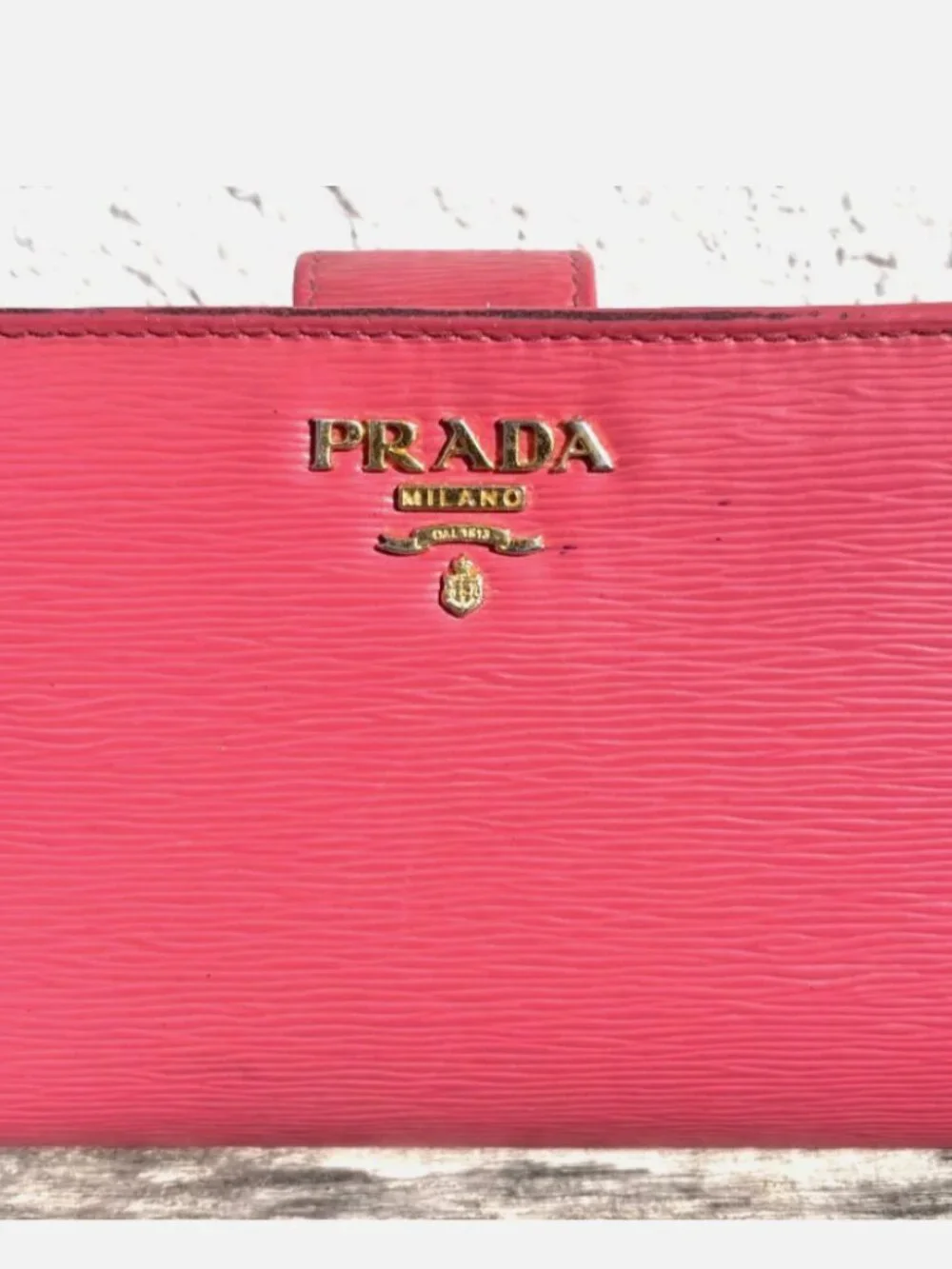 PRADA Saffiano Leather Wallet - Hot PINK! - proof of PRADA Authenticity